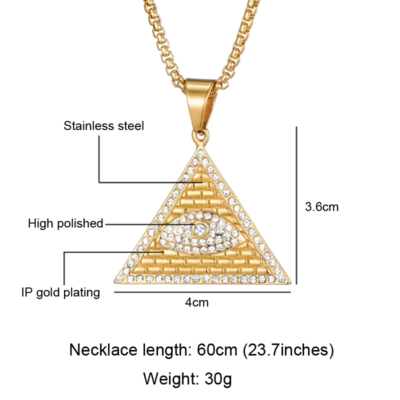 D & Z Bling льдом Треугольники глаз иллюминатов кулон Цепочки и ожерелья для Для