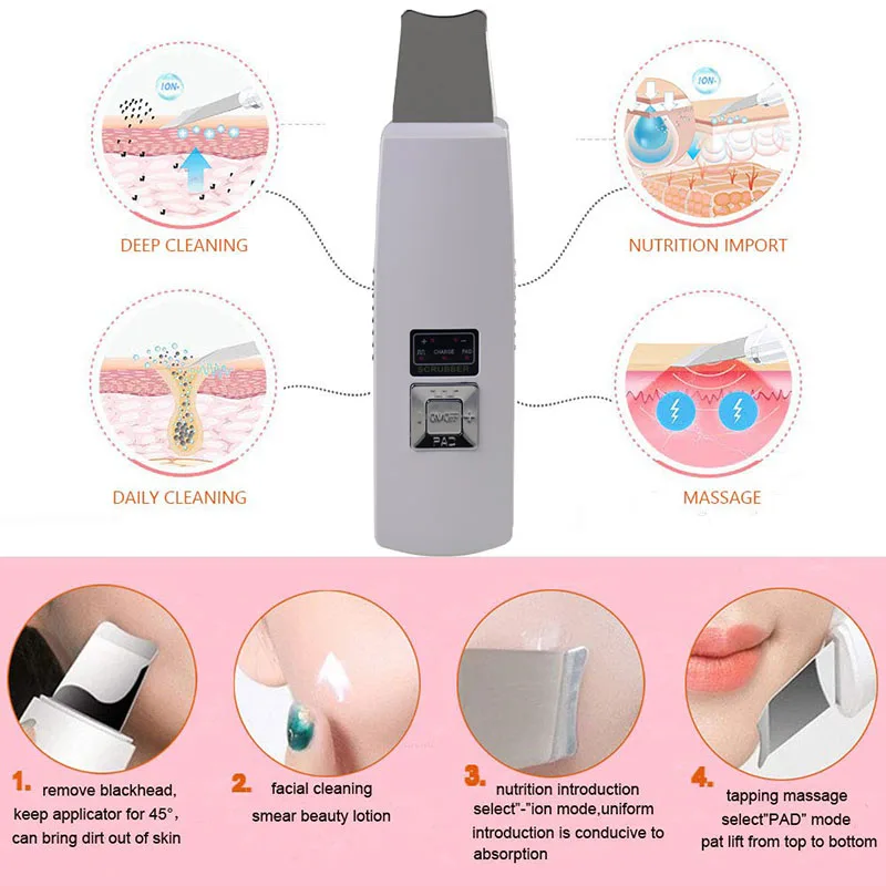 Скребок для скруббера угрей кожи и устройство для нежной кожуры-очищающее средство для пор и отшелушивающее средство, Комедон экстрактор для лифтинга лица Лечение
