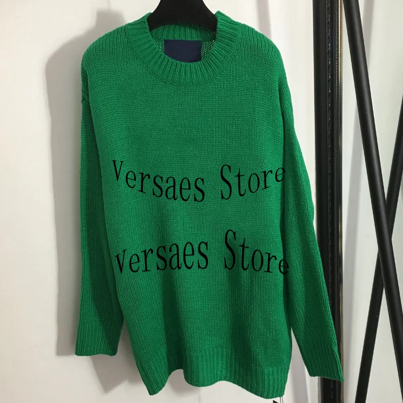 

2021 luxury design logo jacquard women's knitted pullover high-end wool knitted round neck long sleeve sweater women's sweater