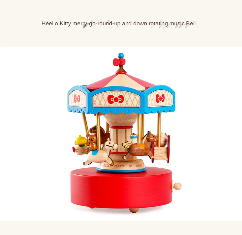 

Cy Wooden Carousel Music Box Music Box Send Girl's for Birthdays and Valentine's Days Gift Kitty