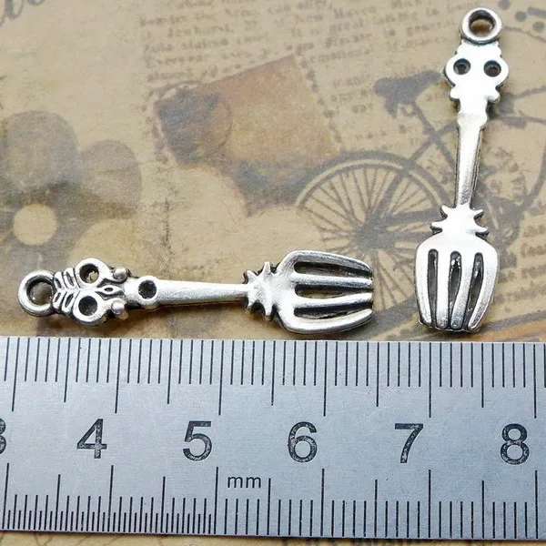 

Supplies For Jewelry Making 10pcs 34.4x8.5mm Antique Silver Color Fork Charms