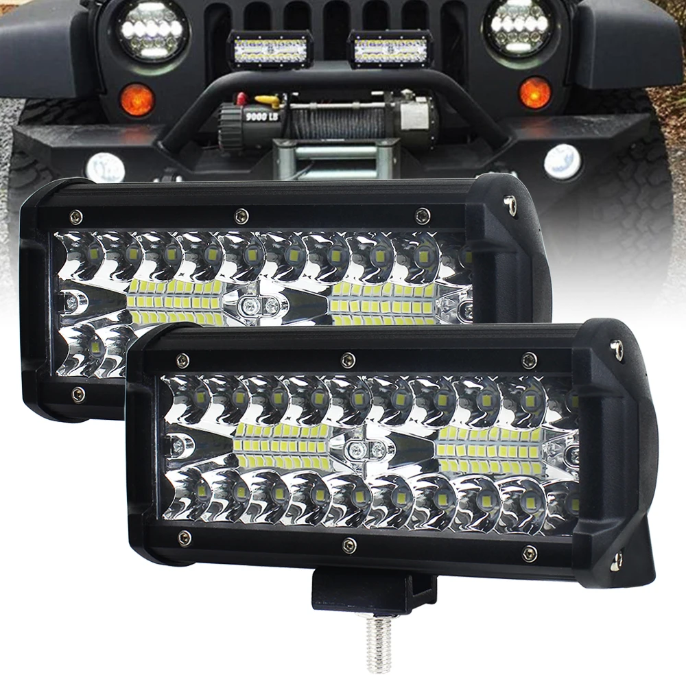 2 шт LED бар 3 ряда свет работы 40 светодиодов 7 inch 40x3 W для вождения Offroad Лодка