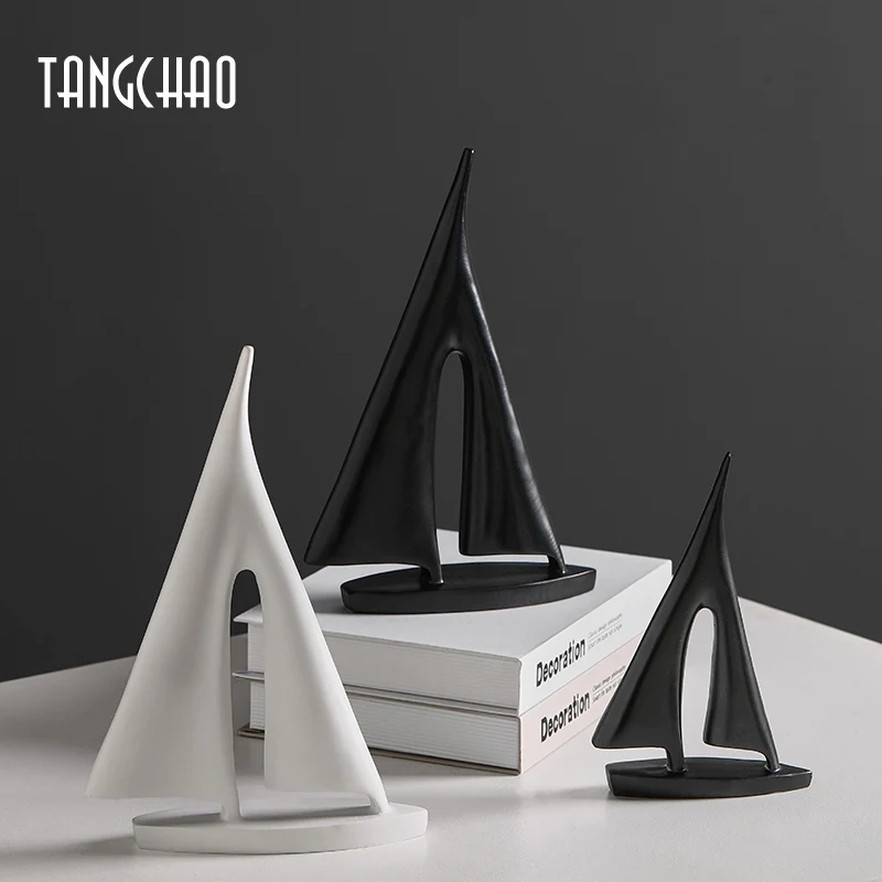 Home Decor Sailboat Statue Figurines For Interior Resin Living Room Closet Decoration Modern Creative Sculpture | Дом и сад