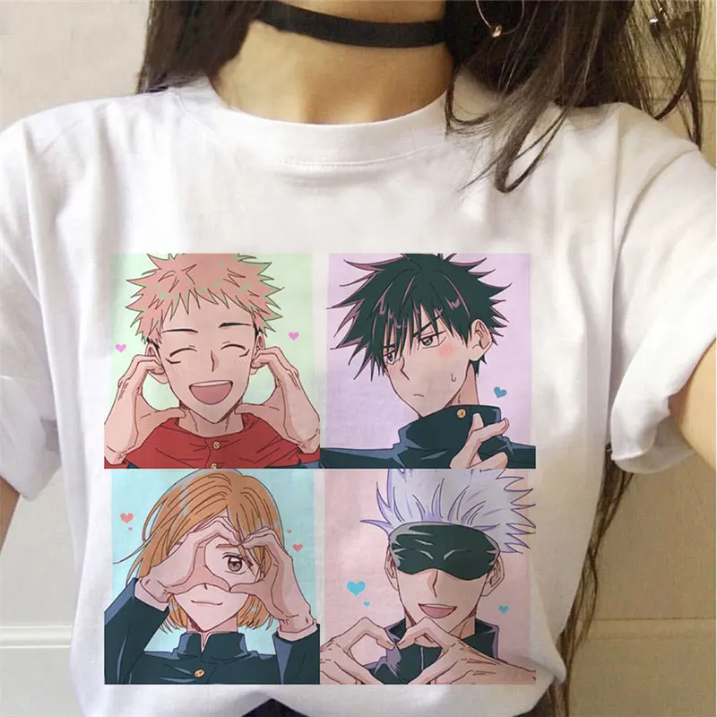 

Jujutsu Kaisen Kawaii Graphic Tees Women Kawaii Summer Tops Cartoon T Shirt Harajuku Hot Japanese Anime Ulzzang T-shirt Female