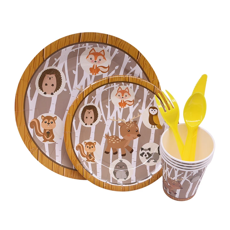 Вечерние Мультяшные животные джунгли бумажная салфетка под тарелку кружку