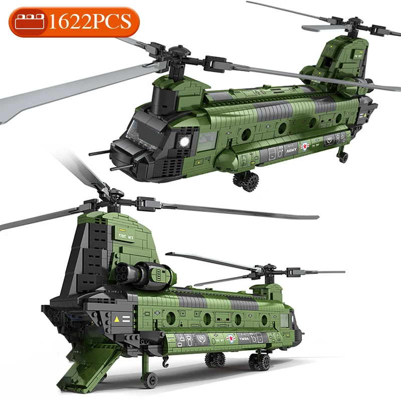 

Technical Ideas Military Plane Assembly Building Blocks Moc Helicopter Fighter Model Bricks Toys Birthday Gifts for Children
