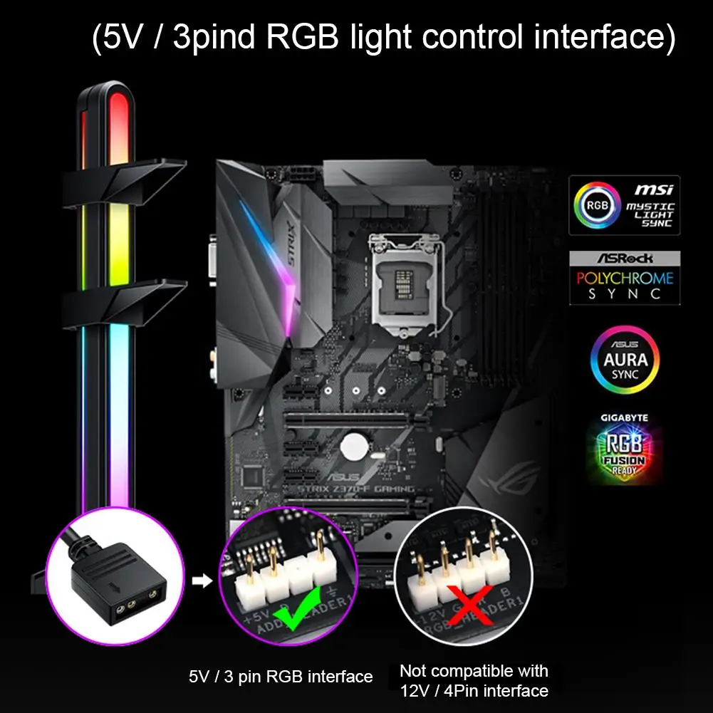 Вертикальная подставка для видеокарты ARGB светильник 5 В 3Pin магнитная наушников