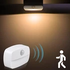 Светодиодный светильник с датчиком движения, беспроводная настенная лампа на батарейках, светильник без Блика, освещение для коридора, чулана, двери шкафа, 2021