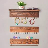 3pcs wall mounted jewelry organizer rustic wood rack for earring bracelet and necklace holder jewelry hanger rack set