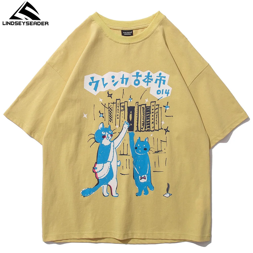 

LINDSEY SEADER Men's T-shirt Hip Hop Oversized Print 2021 Casual Harajuku Streetwear Summer Short Sleeve cotton Tops Tee Tshirt