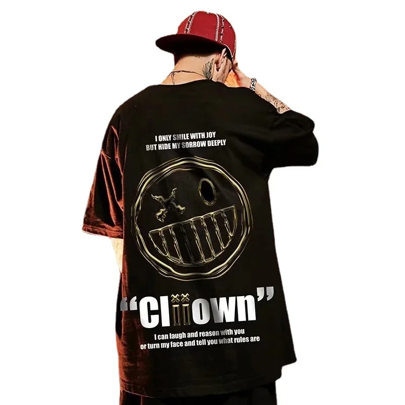 

Little Devil Big Size Grimace Lovers Fashion Short Sleeve T-shirt Men's T-trend Style Loose Fashion Brand Fat Half