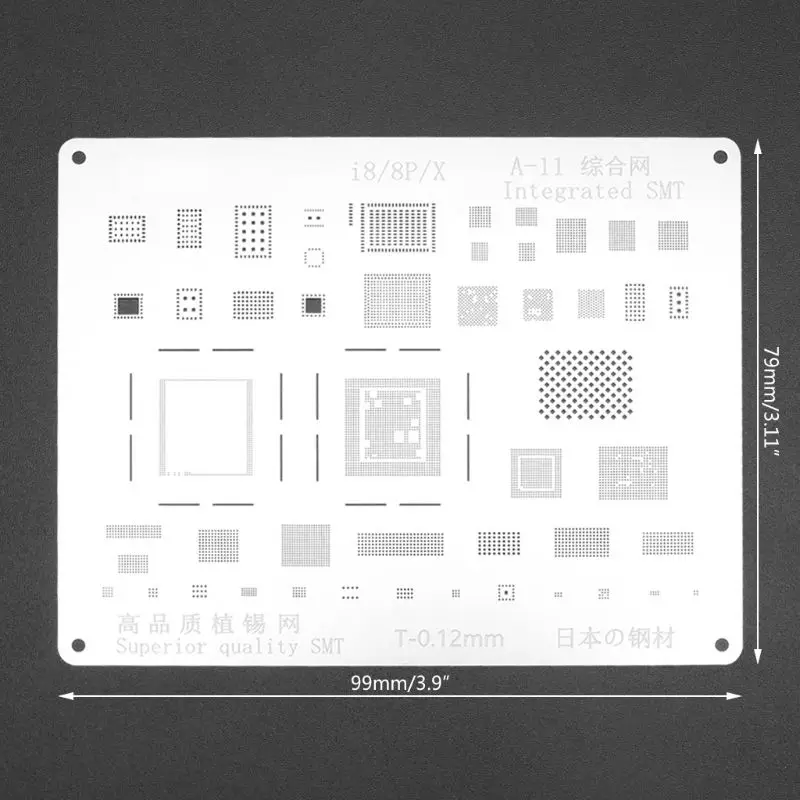

2D Steel A11 IC Chip BGA Reballing Stencil Kit Solder Template for iPhone 8/8Plus/X Motherboard
