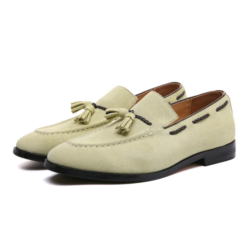 

British anti suede leather tassel one foot shoes men's Korean casual shoes
