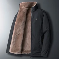 winter fleece thick jacket men warm grey windbreaker fur collar coat plus size high quality brand fashion winter lamb wool parka