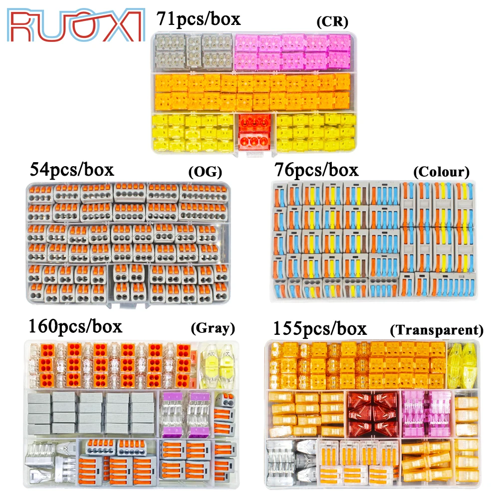 

Комплект разъемов проводов Универсальная компактная распределительная коробка Освещение разъемов для проводов Зачистка для внутреннего ...