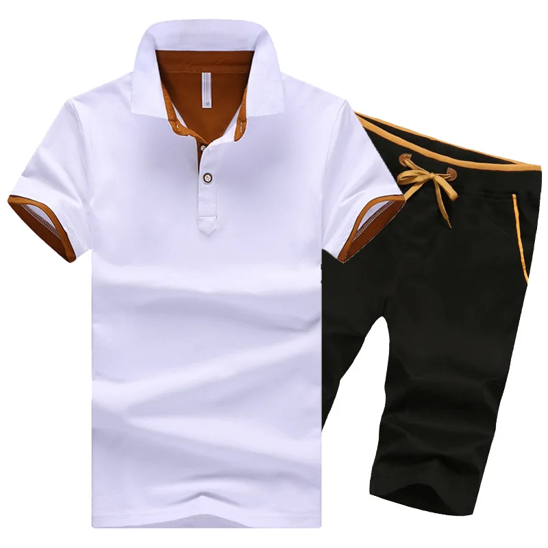 

polo shirts off white Men's polos Summer New Style Pure Cotton Comfortable Fabric Jogging Suit Track And Field polo Combination