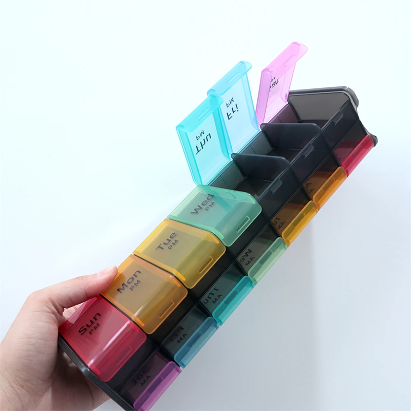 

14 Grids 7 Days Weekly Pill Case Medicine Tablet Dispenser Organizer Pill Box Splitters Pill Storage Organizer Container