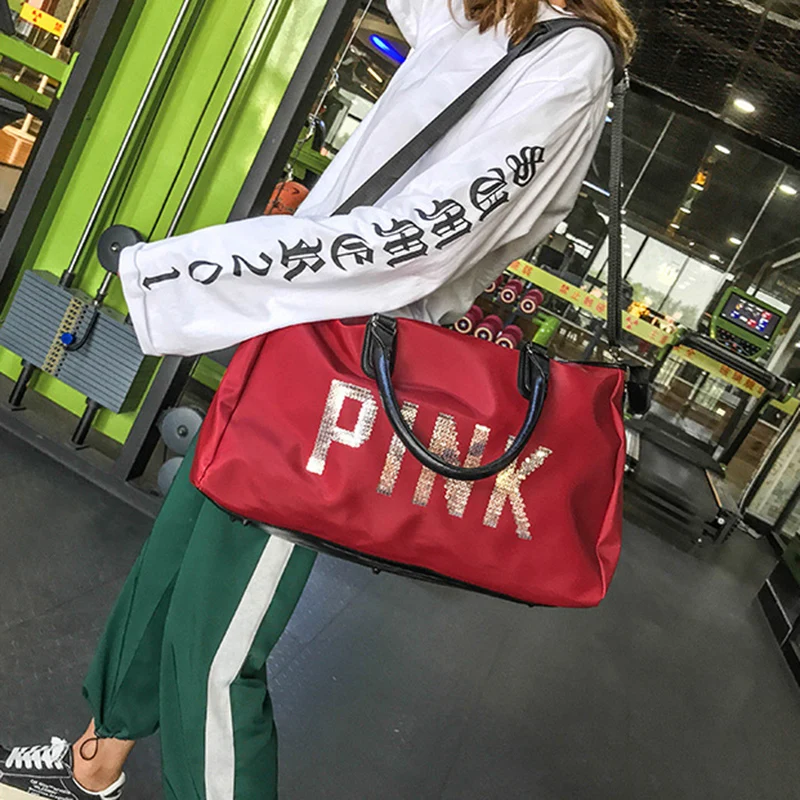 2019 большая Вместительная дорожная сумка для спортзала розовая Повседневная на
