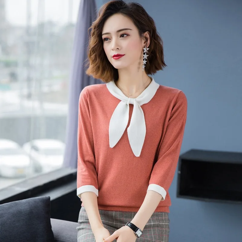 

Women's Fashion Pullover Casual Long Sleeve Round Collar Women's Sweater White