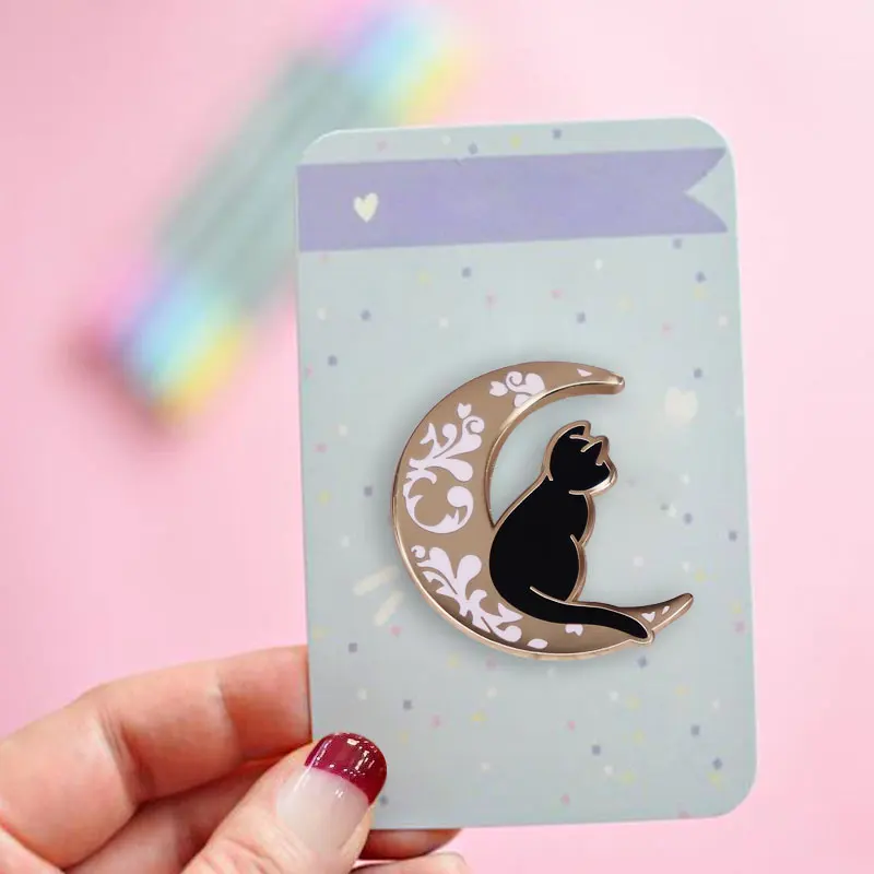 Kawaii Moon Cat Starlight Fantasy Animal Black Cats Art Brooch Kitty Hard Enamel Pin | Украшения и аксессуары