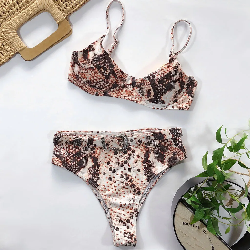 Женский купальник LIVA бикини с высокой талией Быстросохнущий вертикальными