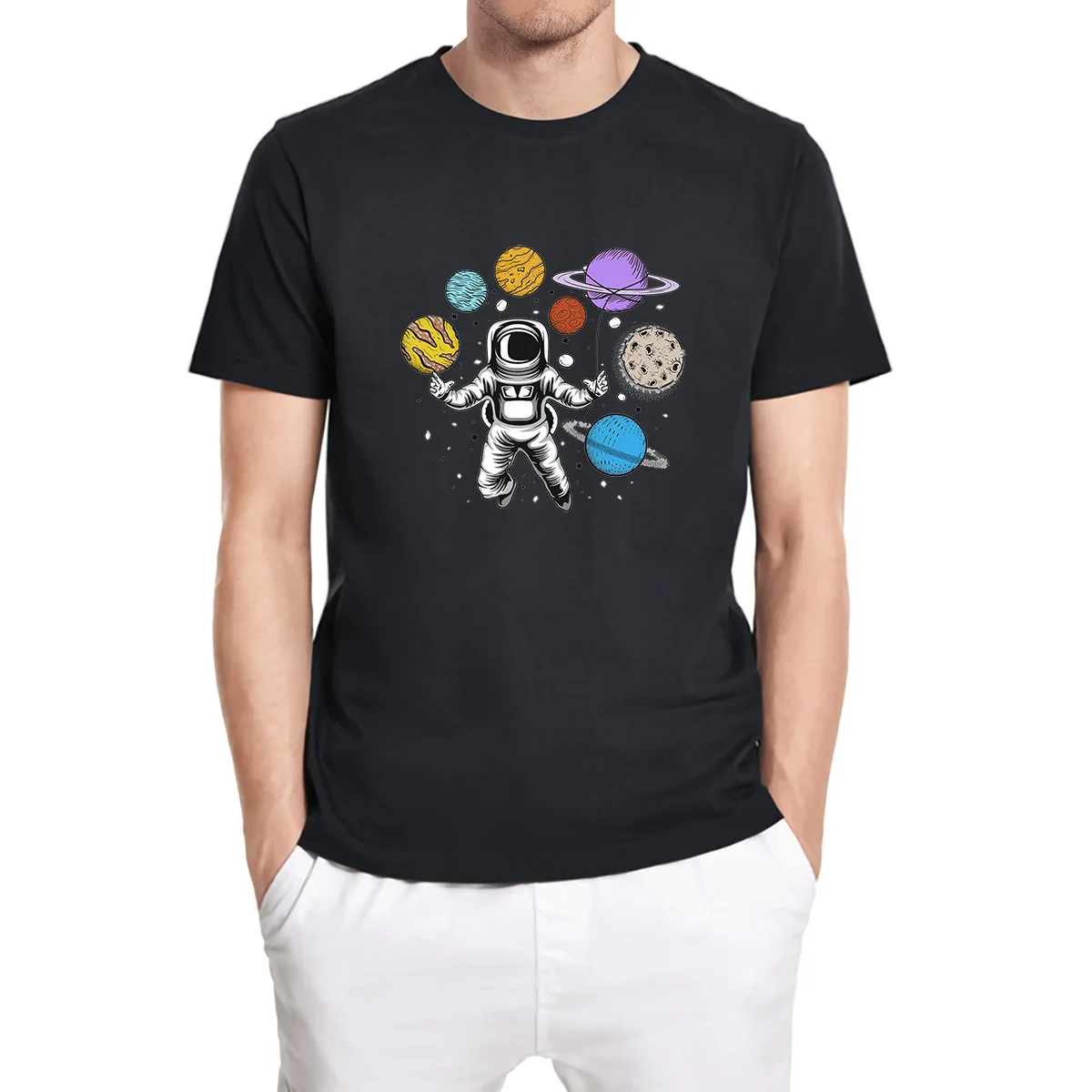 

Funny Planets Astronaut With Planets Astronaut Family Gifts For Kids Men's T-shirt Vintage Casual Unisex T-Shirt Harajuku Tops