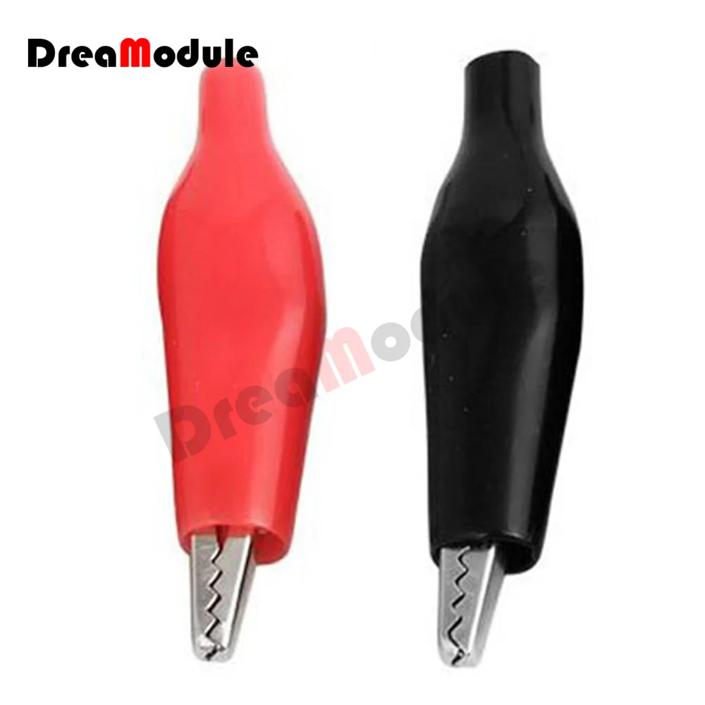 2 Pcs 28mm Metal Alligator Clips Electric Clamp Test Probe Table Black Red