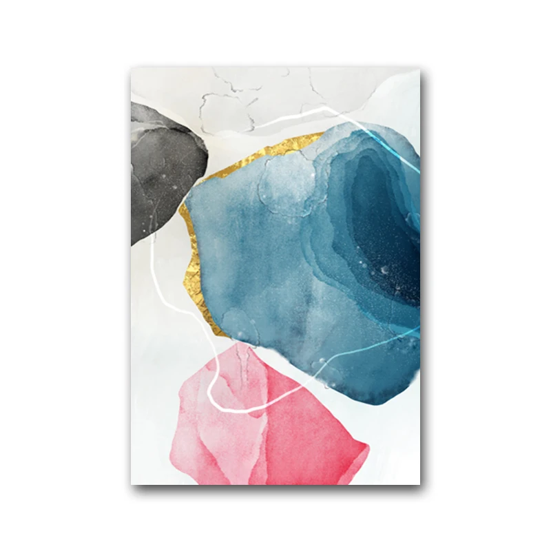

Nordic Canvas Painting Golden Poster and Print for Living Room Bedroom Red Blue Abstract Picture Wall Art Decoration Home Decor