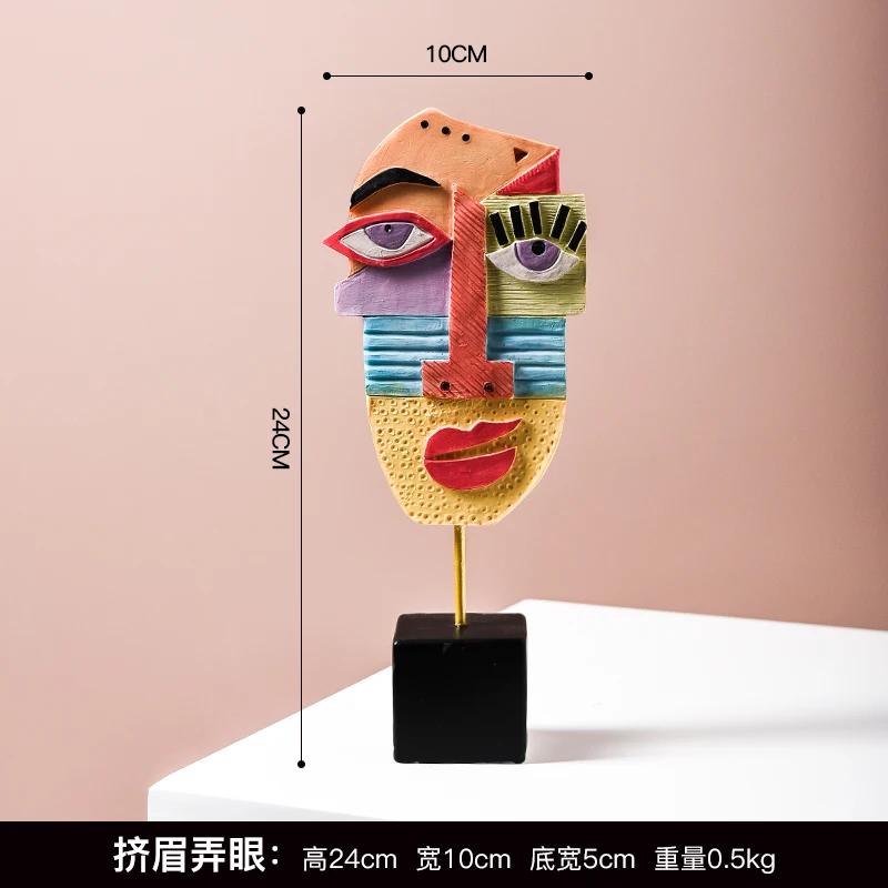 

[HHT] Nordic Ins Abstract Facial Expressions Character Resin Art Ornaments Modern Porch Living Room Wine Cabinet Home Decoration