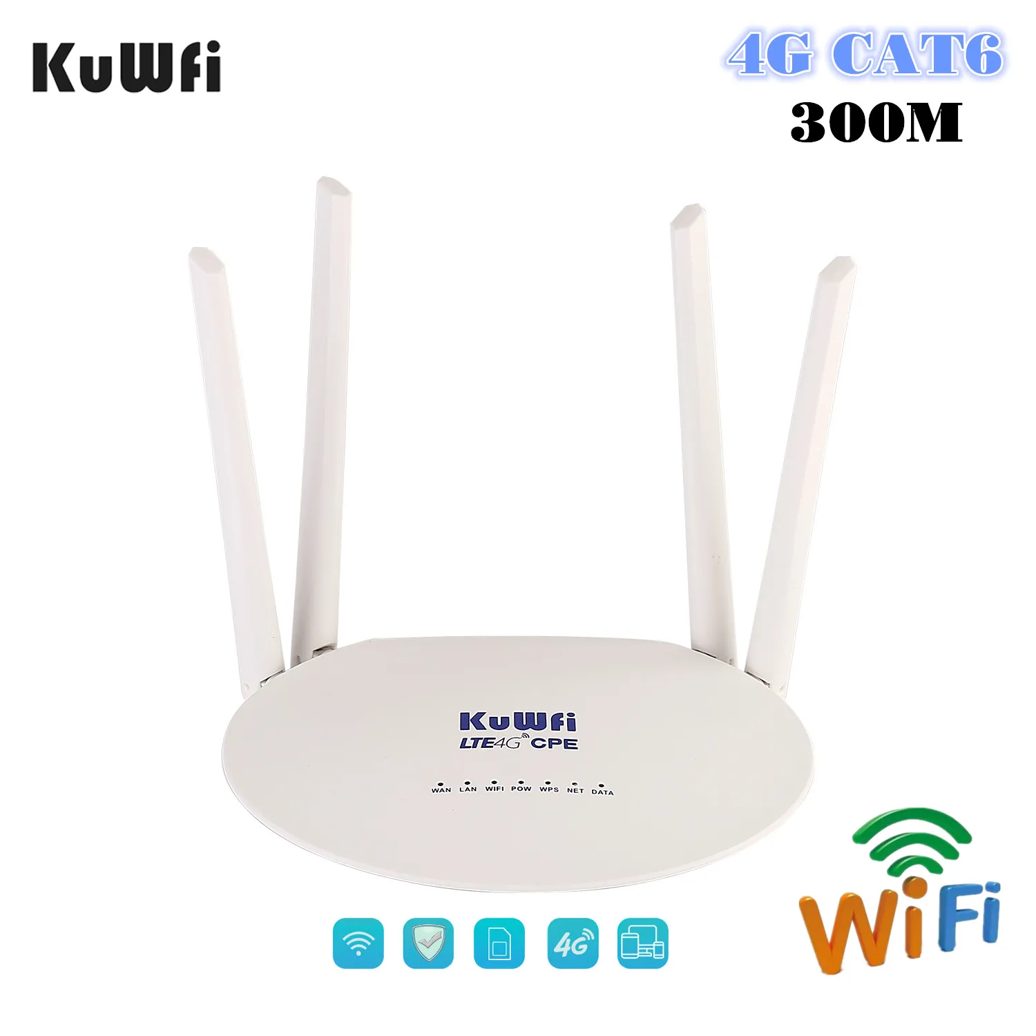 KuWFi 4G маршрутизатор CAT6 300 Мбит/с LTE беспроводной Wifi CPE разблокированный Глобальный