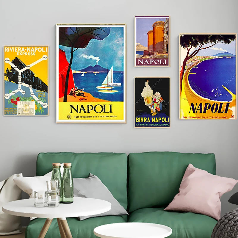 Средиземноморский город Naples Италия холст картины картина ретро крафт плакаты с покрытием наклейки на стену украшение дома подарок