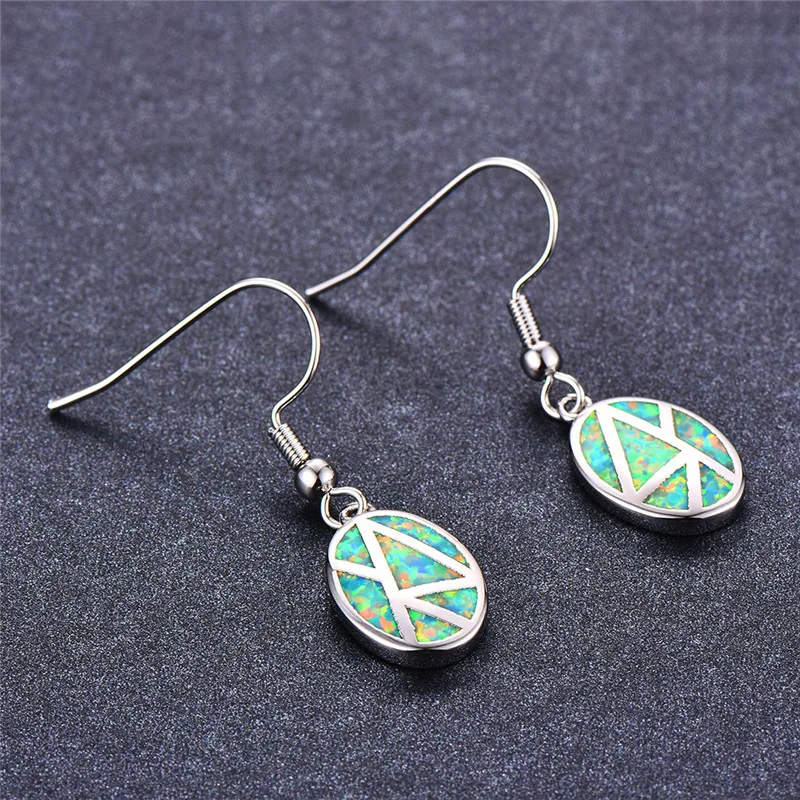 Милые женские серьги-подвески в стиле бохо с большим голубым и белым огненным