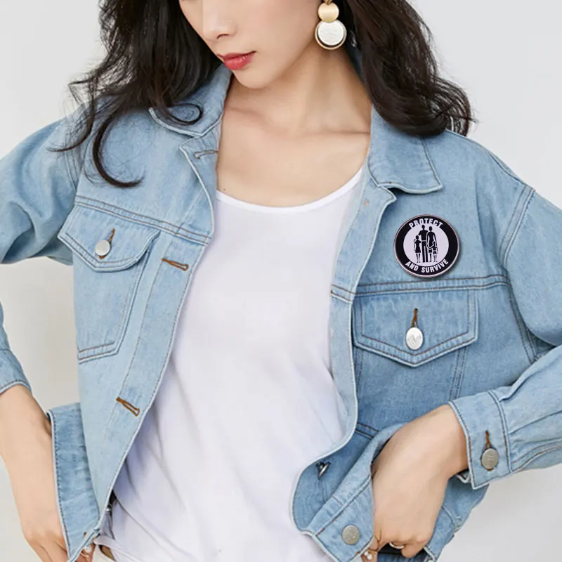 Защитите и ВЫЖИВИТЕ значок на лацкан Кнопка символ зомби предупреждающий знак Nuke