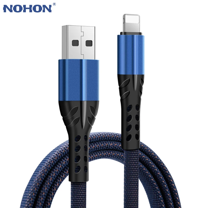 NOHON USB кабель для iPhone Xs Max Xr X iPad iPod 8 7 6 6s Plus 8pin Быстрая зарядка нейлоновый шнур Синхронизация данных кабели для зарядного устройства USB