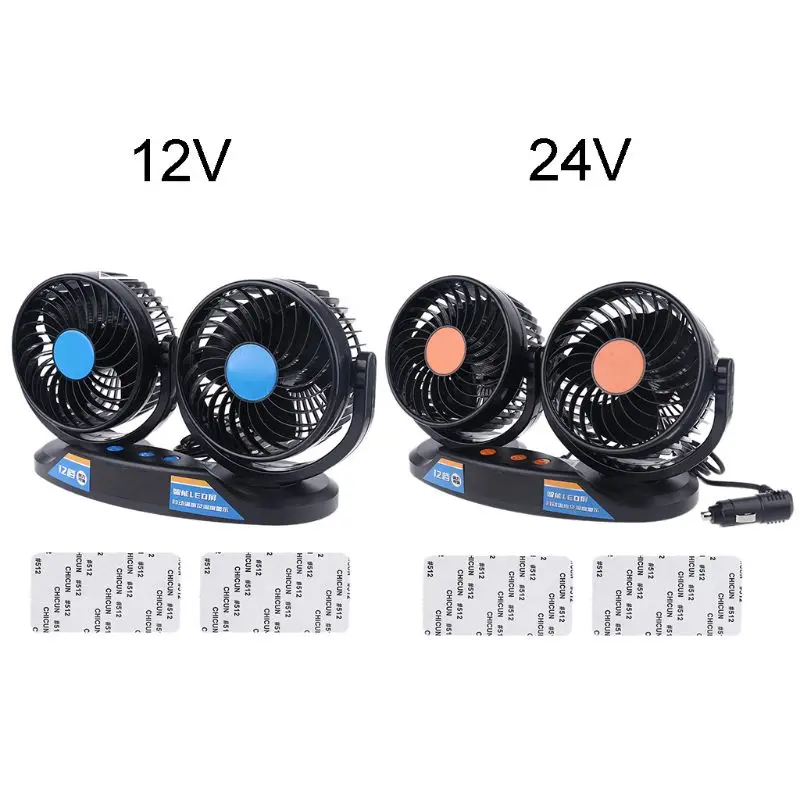 

12V 24V Truck Car Fan 12 Speeds 360 Rotatable with Temperature Humidity Display 634B