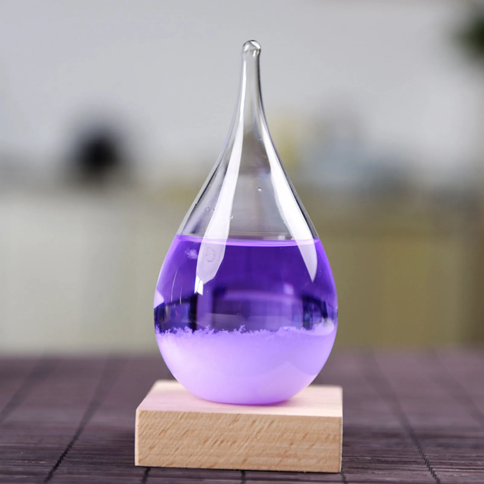 

Storm Glass Weather Station Barometer Bottle with LED Wooden Base