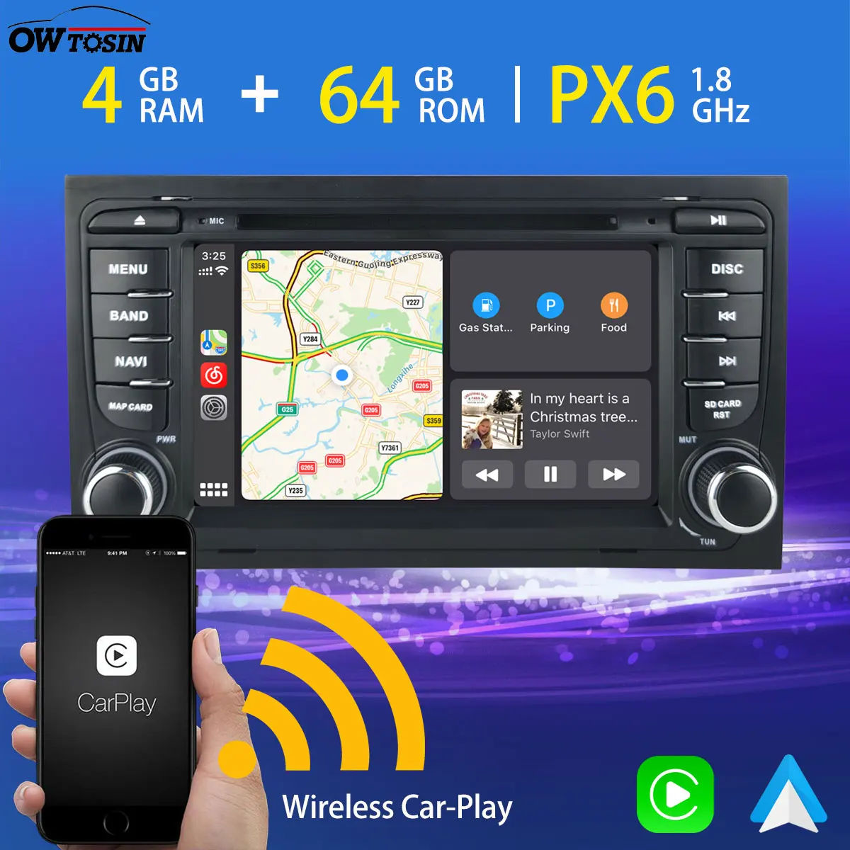 Автомобильный DVD плеер 7 дюймов мультимедийный на Android 10 для Audi A4 S4 RS4 8E 8F B9 B7 Φ SEAT EXEO