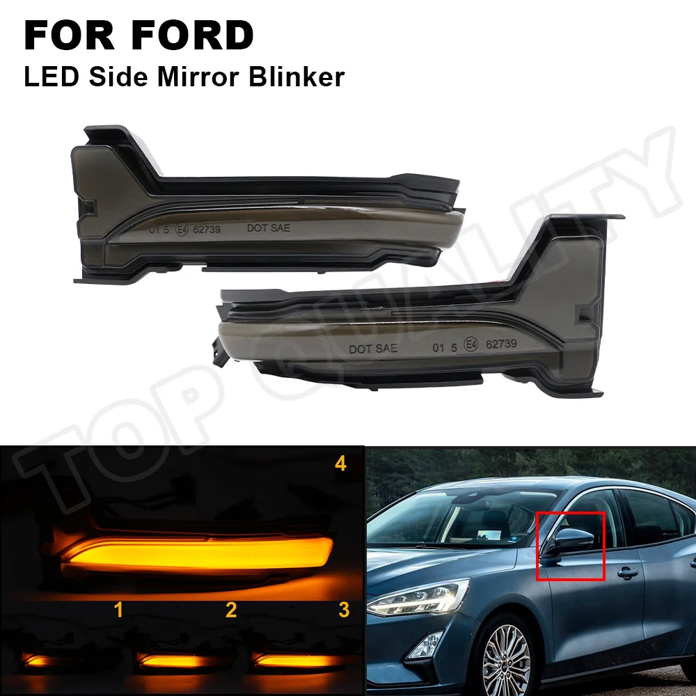 

Светодиодные боковые зеркальные лампы указателя поворота для Ford Focus 4 MK4 2018-2021, 2 шт.