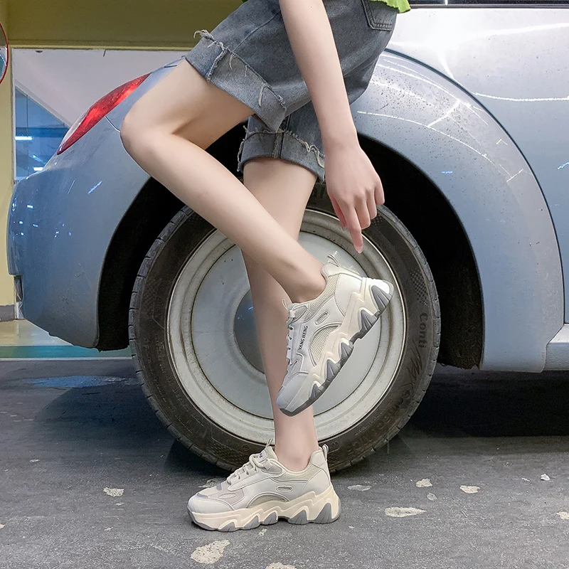

Sneakers Women Chunky 2021 Spring Summer Fashion Flat Platform Shoes BEIGE Women Casual Trainer Shoe tenis Footwear de mujer