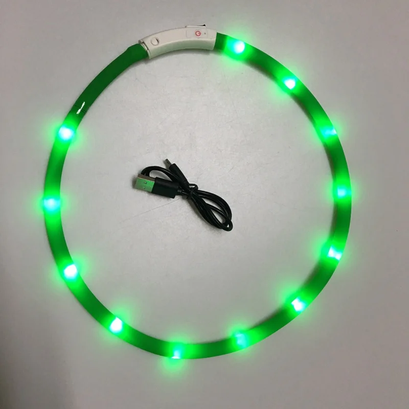 Pet Dogs Cats USB Rechargeable Flashing Night Collars Luminous Collar LED Light Dog Glowing Teddy Flash | Дом и сад