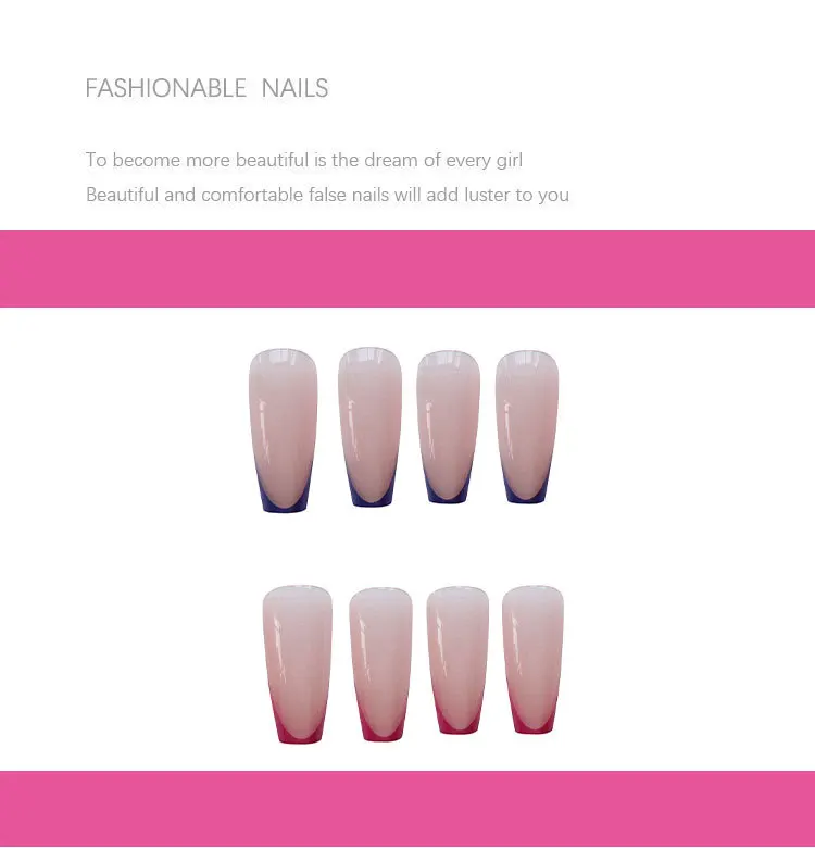 

24pcs Nail Patch French False Nails Glue Type Fashion Manicure False Wearable Nails Gifts For Girls Fake Nails Nail Decoration