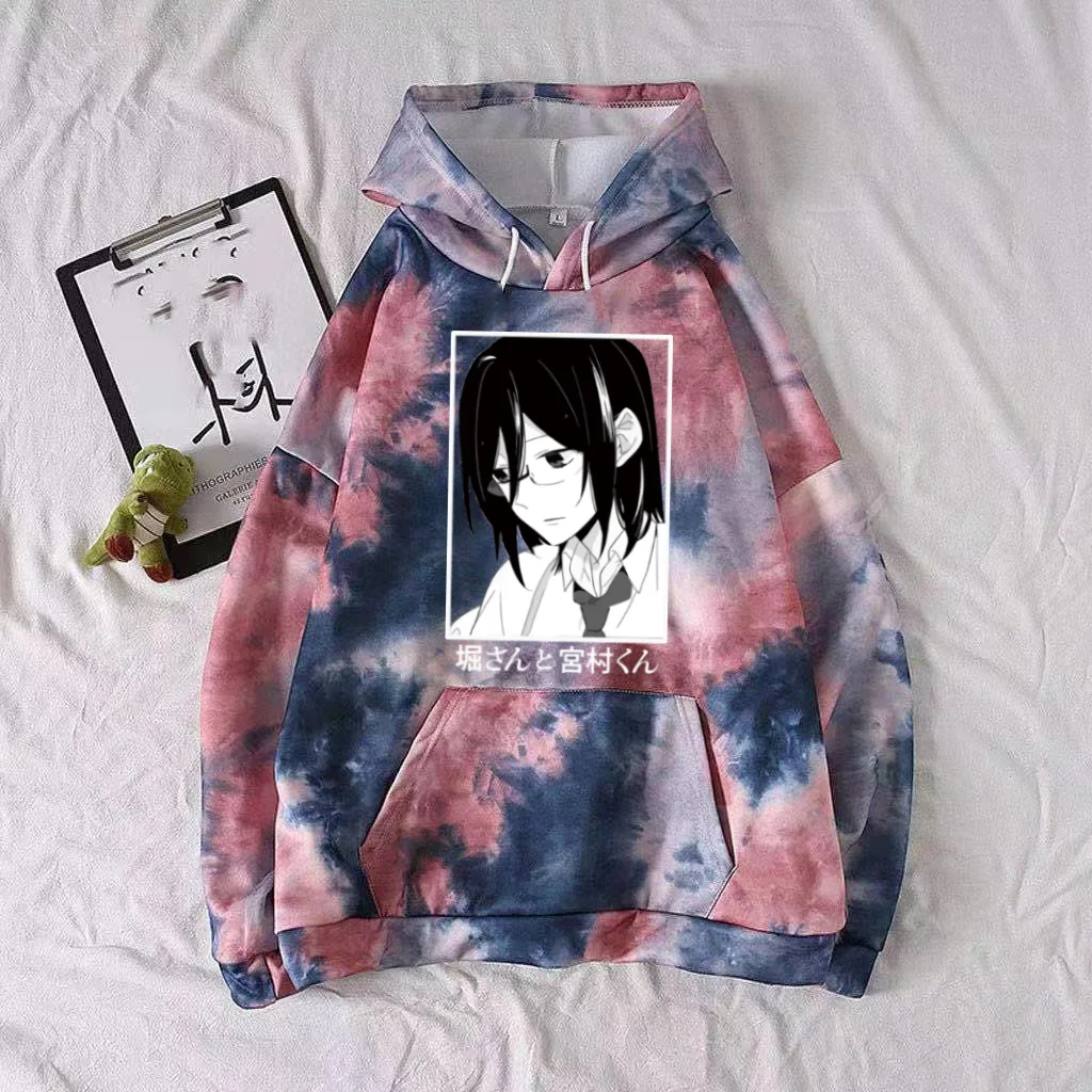 

Anime Hoodie Hori San to Miyamura Kun Tie-dye Pullovers Tops Long Sleeve Casual Print