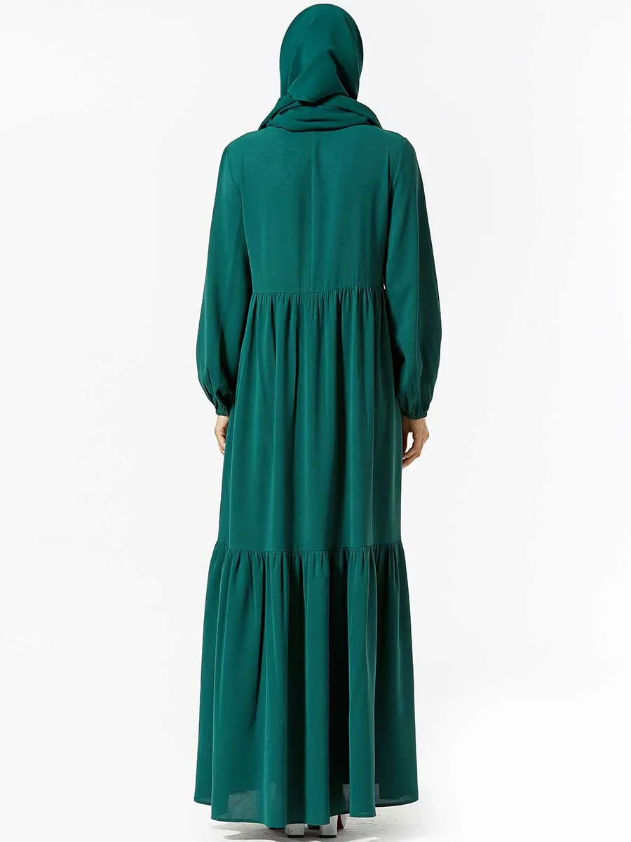 

Dubai Arab Big Swing Muslim Dress Women Embroidery Elastic Waist A-line Abaya Hijab Dresses Turkey Kimono Islamic Clothing M-4XL
