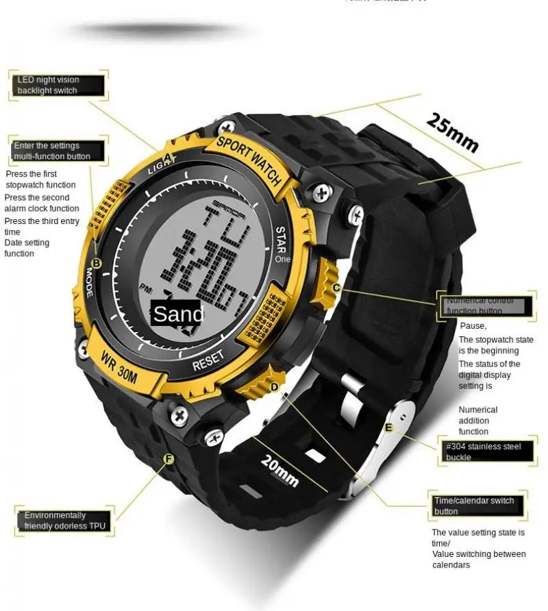 Watch Men Military Sports Watches Fashion Silicone Waterproof LED Digital For Male Clock Man Relogios Masculino Gift | Наручные часы