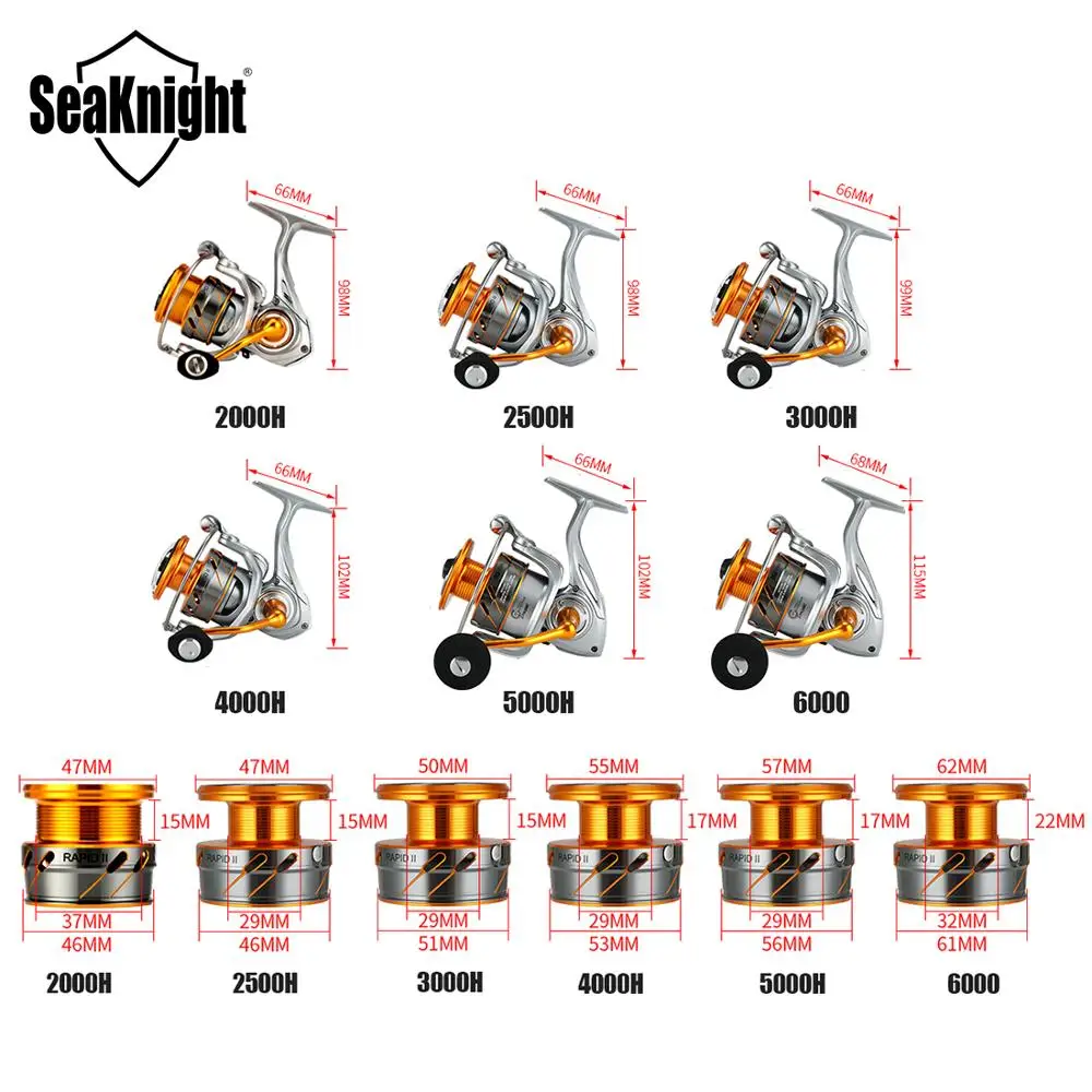 Seaknight Rapid II Серии катушка рыболовная 6 2: 1 4 7: Антикоррозийная 10кг 11BB 2000H/2500H/3000H /