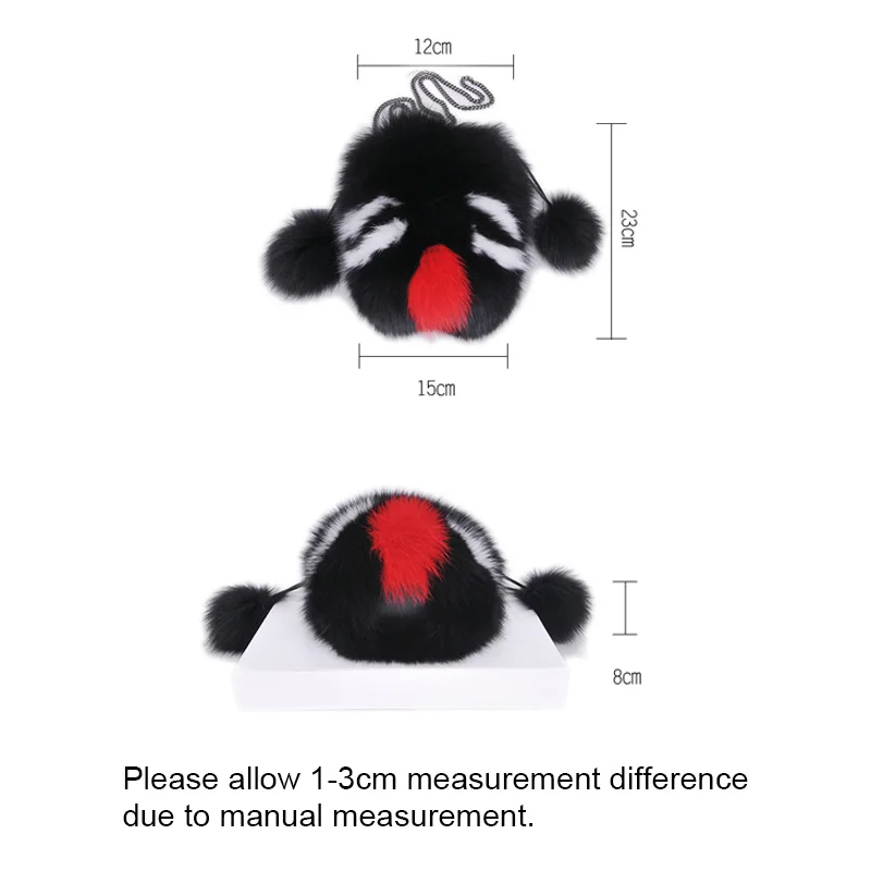 

2021 New Arrival Fox Fur Little Monster Mini Backpack For Girl Soft Small Fluffy Lovely Packet S8835