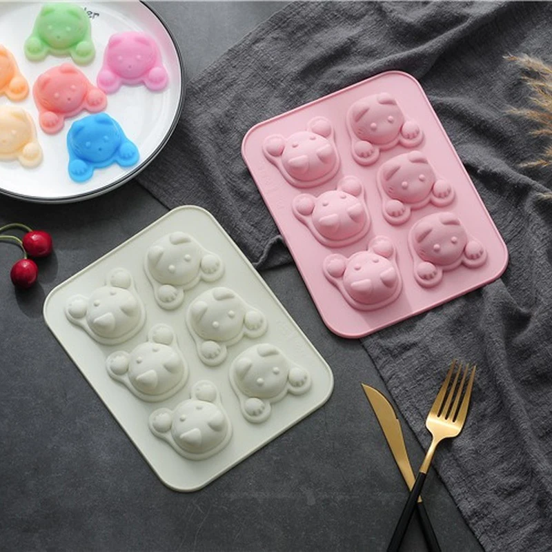 Cartoon 6-connected kitten silicone cake mold baking dish food-grade DIY candy chocolate complementary food utensils | Дом и сад