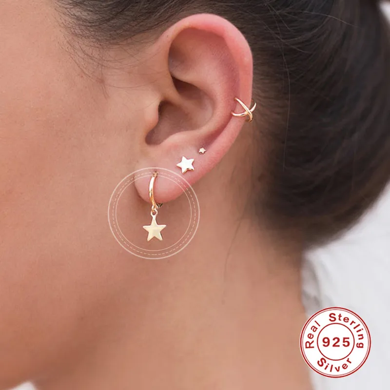 

ROMAD 925 Sterling Silver Pearl Drop Earrings For Women Round Zircon Earrings Dangle Gold Fashion Pendientes Mujer