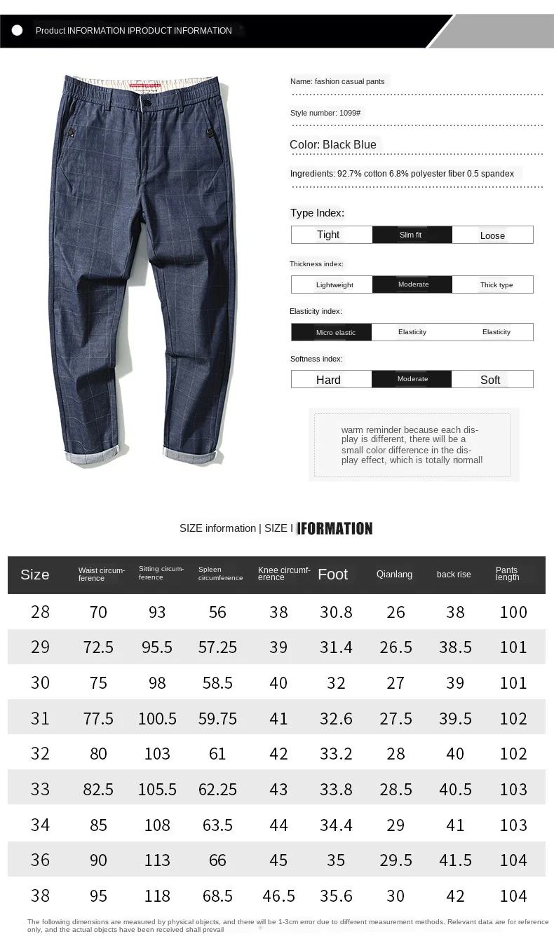 

ICPANS 2020 Summer Thin Plaid Suit Pants Men Elastic Waist Business Office Formal Dress Trousers for Man