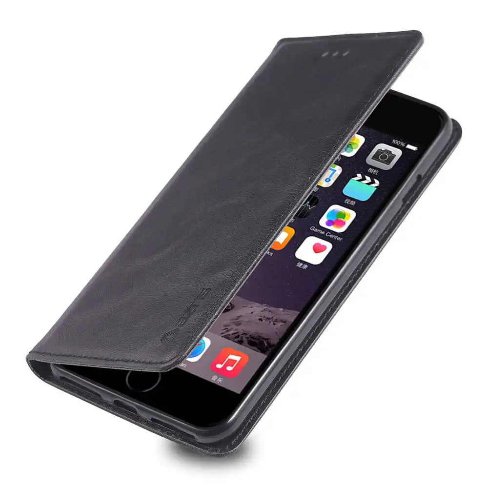 Ретро Магнитный Флип кейс для iPhone 6 6s 7 8 Plus чехол из искусственной кожи с